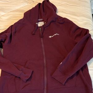 Champion Burgundy Zip-Up Hoodie